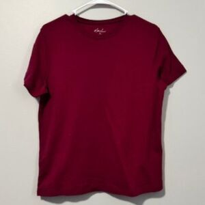 USED Woman's Kim Rogers Short Sleeve Shirt Color Burgundy Size Medium